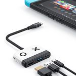 RREAKA Switch Dock for OLED Nintendo Switch,Portable TV Dock with HDMI USB 3.0 Port and USB C Charging,Travel Dock for Nintendo Switch Steam Deck Samsung MacBook Pro/Air and More