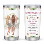 Ochapa Sister Gifts Stainless Steel Tumbler 20oz, Gifts for Her, Coffee Mug Gift For Sister Soul Sister From Bestie, Big Little Sister Gift For Best Friend Women, Friendship Birthday Gifts, 6