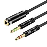 navor Headset Splitter Cable, 3.5mm Female to Headphone Mic and Audio, Y Splitter Adapter Cable for Laptop Computer -Black