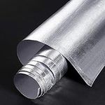 BBTO Heat Reflective Sheet Adhesive Backed Aluminized Fiberglass Heat Shield Tape Protection Barrier Heat Shield Resistant Material for Hose and Auto Use Heat Insulation Sheet(Silver, 12 x 60 Inch)