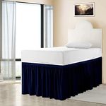 Cottington Lane Extended Dorm Sized Bed Skirt Panel - Ruffled Dorm Sized Bed Skirt - Dust Ruffled Bed Skirts 36 inch Tailored Drop - Navy Blue Dorm Room Bedskirts - College Dorm Bed Skirt