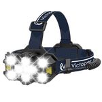 Victoper Rechargeable Head Torch with Upgraded 11 LED, 25,000 Lumen Super Bright Headlamp, 12+12 Modes, Waterproof, Gesture Sensing Hands-Free Light for Camping, Running, Fishing, and Hiking Blue