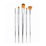Royal & Langnickel, Zen Series 43, Set of 5 Brushes, Long Handle, Synthetic Filament, Filbert 2 & 12, Fan 6, Bright 1 & 6, RZEN-SET432