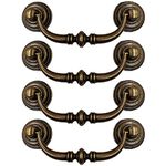 Vintage Cabinet Handle, 4PCS 125mm Cabinet Cupboard Dresser Door Drawer Ring Pull Handle, Antique Furniture Door Pull Handle for Bedroom Wardrobe Dresser Drawer Cabinet (Brass)