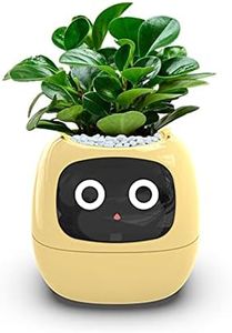 TPHRAVAL Intelligent flower pot, electronic bud, maintenance plant assistant, fun interactive flower pot, indoor green planting monitoring, LCD screen display, cell phone APP connection (Yellow)