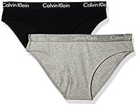 Calvin Klein Women's Motive Cotton Multipack Bikini Panty, Black/Gray Heather, Large