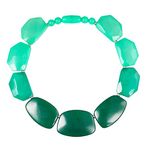 ZAVANA Green Statement Necklace for Women, Handmade Boho Chic Chunky Necklace for Women in Dark Green and Light Green, Elegant Bohemian Costume Jewellery for Women and Teen Girls