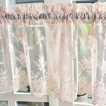 Kotile Blush Pink Sheer Valance Curtain for Windows, Country Rustic Floral Farmhouse Valance Curtain Panel, Light Filtering Rod Pocket Vintage Lace Valance for Girls Room, 52 x 18 Inch, 1 Panel, Blush