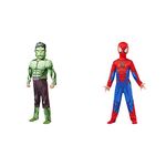 Rubie's 640839S Marvel Avengers Hulk Deluxe Child Costume, Boys, 3-4 Years & Marvel Spider-Man Classic Child Costume, Blue-Red,S (3 - 4 years / 104cms)