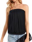 CHICALLURE Women's Tube Tops Summer Strapless Tank Blouse Casual Loose Sleeveless Tunic Shirt（Solid Black, L）