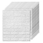 Holdfiturn Self Adhesive Wall Tiles 10PCS 3D Wall Panels 70×77cm 3mm Brick Wallpaper Wall Panels Foam DIY Waterproof PE Foam Panel Thicken Wall Stickers for Kitchen Kids Room Living Room Bedroom