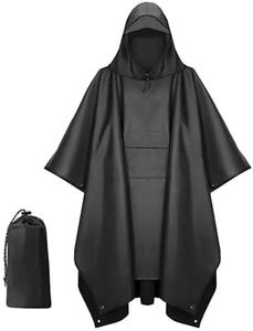 DAITET Hooded Rain Poncho Waterproof Raincoat Lightweight Unisex Raincoat versatile rain ponchos for Reusable Hiking Camping Emergency with Pockets &men women adults, Black