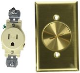 Leviton 5249-TFB 1-Gang Single Receptacle Floor Box, Tamper-Resistant, Brass Finish, 15-Amp, 125V