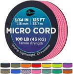 TECEUM Micro Paracord – Pink – 1.18 mm x 125 ft – Micro Utility Cord – Thin Braided Paracord Rope Nylon Polyester – Wind Chime Replacement – Survival Strong String 031с