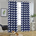 Melodieux Fashion Chevron Curtain for Living Room Dining Room, Darkening Blackout Grommet Top Window Drape Soundproof Thermal Insulated for Bedroom, 96 Inches Long, 52 by 96 Inch, Navy Blue (1 Panel)