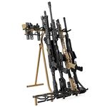 Savior Equipment Mobile Firearm Rack Tactical 6 Rifle Shotgun Free-Standing Gun Display Storage 8 Pistol Rack - Heavy Duty Steel, Foldable Design, Fit Most Firearms Longer than 31" in Length (RAL8000 Tan, Holds 6 of At Least 31" Rifle and 8 Pistols)