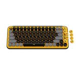 Logitech POP Keys Mechanical Wireless Keyboard with Customizable Emoji Keys, Durable Compact Design, Bluetooth or USB Connectivity, Multi-Device, OS Compatible - Blast Yellow