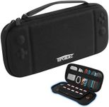 HPOMAC Slim Hard Shell Carrying Case for Nintendo Switch 2: Waterproof Travel Protection with 10 Game Slots, AirTag Pouch, and Accessory Storage for On-the-Go Gaming, Black