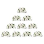 Artificial Flower Balls Wedding Centerpieces: Blosmon 10 Pcs 14.2" Large White Fake Flowers Rose Hydrangea Ball Arrangement Center Pieces for Table Silk Floral Bouquet for Wedding Party Home Decor