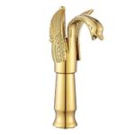 GGStudy Gold Swan Shape Single Handle One Hole Bathroom Vessel Sink Faucet Deck Mount Lavatory Sink Faucet