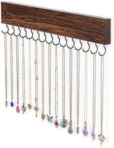 Lolalet Soporte para Collares de Pared con 15 Ganchos, Colgador de Madera de Joyería Organizador de Joyas para Cadenas Pulseras -Marrón