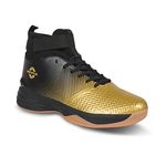 Nivia Men Tucana Gold Basketball, Shoes for Men with Breathable mesh Stitched for Better fit and Smooth, Comfortable Shoes, Knitted Collar Rib with Ankle Support (Black/Gold) UK-8