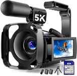 5K Video Camera Camcorder, UHD 64MP Vlogging Camera for YouTube with 3" 270° Rotatable Touch Screen, Digital Camera with IR Night Vision, 16X Zoom/WiFi/Webcam/HD/32GB Card/2 Batteries/Microphone