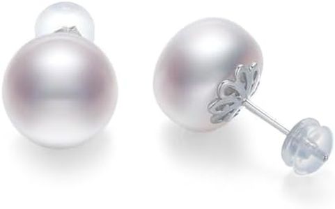 Ball Pearl Earrings for Women 9-10mm AAAA Freshwater Pearls Stud Earrings 925 Sterling Silver Ear Wires Jewelry Gifts for Wife Mom Girlfriend Her Wedding Birthday Anniversary