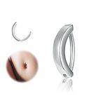 ZS 14G Clicker Belly Button Rings for Women, 925 Sterling Silver Belly Barbell Piercing Reverse Curved Navel Barbell Body Jewelry (8mm,16G)