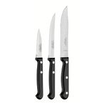 TRAMONTINA Ultracorte Set of 3 Knives | Stainless Steel Chaku | Vegetable Knife | Fruit Knife | Kitchen Knife | Antimicrobial | Polypropylene Handle | 5 Year Warranty* | Made in Brazil