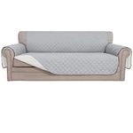 Easy-Going Reversible Oversized Couch Cover for 3 Cushion Couch Sofa Cover for Dogs Water Resistant Furniture Protector Cover with Foam Sticks for Pet (Oversized Sofa, Light Gray/Ivory)