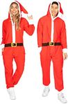 Tipsy Elves Christmas Onesies for Adults - Comfy Unisex Matching Holiday Jumpsuits with Convenient Pockets - Cozy Red Santa Christmas Jumpsuit Size XX-Large