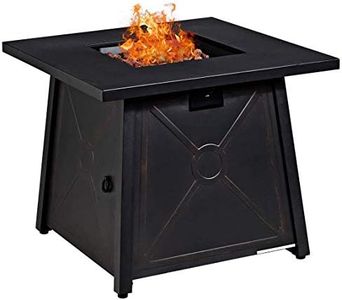 Giantex Gas Fire Table, 30 Inch Square Table 50,000BTU Fire Table w/Waterproof Cover, ETL and CSA Certification Patio Auto-Ignition Propane Heater Fire Table w/Lava Rock (Black)