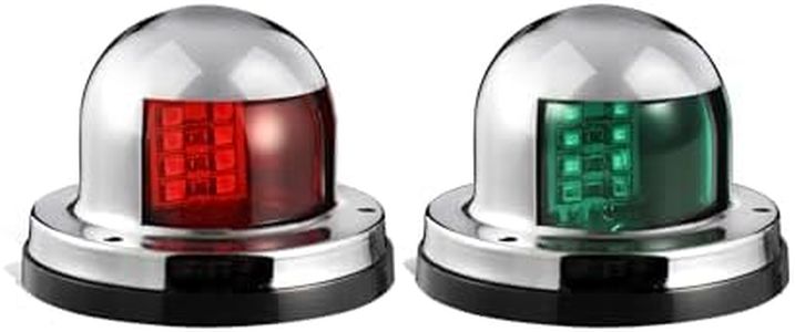 Partsam 12V Marine Boat Yacht Light LED Bow Navigation Lights Deck Mount Red Green Side Port Starboard Lights Sailing Signal Light Submersible 8 LED for Pontoons Skeeter Stainless Steel