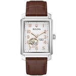 Bulova Men's Sutton Open Heartbeat White Dial Brown Leather Strap Watch (96A268)