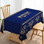 Hafangry Hanukkah Table Cloth Hebrew Jewish Chanukah Menorah Party Decoration Star of David Decor Kitchen Dining Room Home Table Cover-60Ãƒâ€”84inch