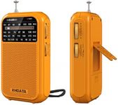 XHDATA D220 Portable Radio AM FM SW Shortwave Receiver Pocket Radios, 2AA Battery Operated Transistor Radio with Excellent Reception for Gift, Family, Elder (Orange)
