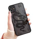 Ownest Compatible for iPhone 11 Case for Clear Fashion Animal Dragon Cartoon Pattern Frosted PC Back 3D and Soft TPU Bumper Protective Silicone Shockproof Protective Case for iPhone 11-Black