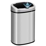 Bigacc Kitchen Trash Can with Lid 13 Gallon Trash can Touch-Free & Motion Sensor Garbage Can Brushed Stainless Steel 50 Liter High-Capacity Trash Waste Bin for Office Bathroom Trash Can Silver