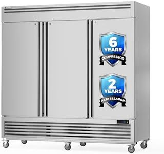Coolski 3 Door Commercial Refrigerator 82" W 72 Cu.ft Reach-in Stainless Steel Upright Commercial Refrigerator for Restuarant, Bar, Shop, Garage