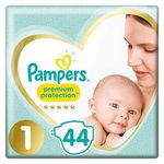 Pampers Premium Protection layers New Baby Size 1 (2-5 kg) Nappie, Pack of 2 x 44 (88 pieces)