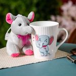 Clay Craft Printed Fine Ceramic Zing Milk Mug with Toy - 340 ml- 1 Piece (Elephant)