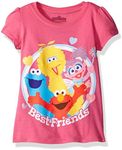 Sesame Street Girls' Toddler Girls' Best Friends Short-Sleeved Puff T-Shirt, Hot Pink, 4T