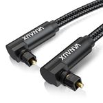 VANAUX [New Version] 90 Degree Optical Audio Cable Digital Toslink S/PDIF Optic Cord Male to Male Fiber Optic Cables for or Home Theater, Sound Bar, TV, PS4, Xbox, and More Black (5ft/1.5m)