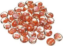 MECCANIXITY Decorative Flat Glass Marbles 17-19mm Rock Vase Filler Beads Pebbles Petal Orange for Fish Tank Table Scatter Decor, 100 Pcs