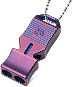 TACRAY Emergency Survival Whistle, Portable Necklace Whistle, Loud Whistle up to 120~130db, Good for Life Saving, Hiking, Camping, and Pet Training (Grey with Blue Color)