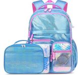 Backpacks for Girls School Cute Kids Backpack Bookbags with Insulated Lunch Box Set for School Elementary girl (Mermaid Blue)