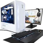 OPSYS Gallantis-X1 White Gaming PC Computer with Monitor & Gamer Keyboard/Mouse (AMD Ryzen 7-5800X, Geforce RTX 3080, 500GB NVMe SSD, 2TB HDD, 16GB RAM, Bluetooth, No OS)