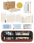 TEMONTIAN Pottery Clay Sculpting Tools,Polymer Clay Tools, Sculpting Clay,44Pcs Double Sided Ceramic Clay Carving Tool Set With Carrying Case Bag for Beginners Pottery Modeling Smoothing (Red)