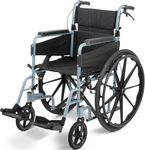 Days Self Propelled Folding Wheelchair – Lightweight Aluminium Wheelchair for Adults with Removable Footrests – Compact Mobility Aid for Travel and Daily Use – Silver/Blue
